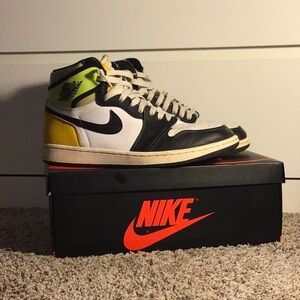 Nike Air Jordan High-Top Sneakers - Black, White, Yellow